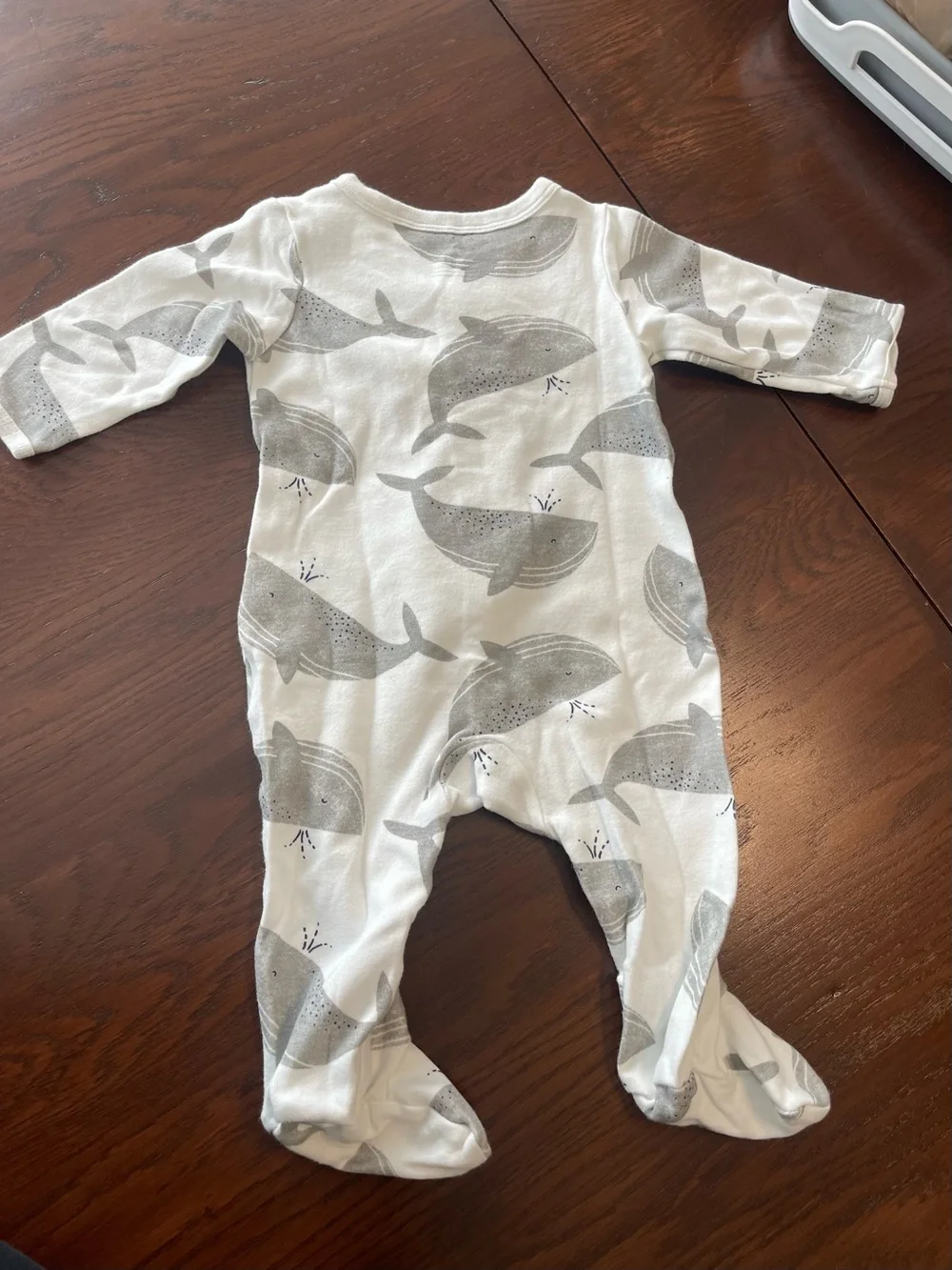 Carter's White Footed One-Piece with Gray Whale Print